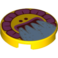 Lego Tile Round 2 x 2 with Flower with Face Print / Yellow