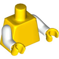 Lego Torso, White Arms, Yellow Hands [Plain] / Yellow