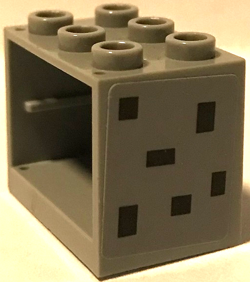 Lego Container, Cupboard 2 x 3 x 2 - Hollow Studs with 6 Black Rectangles Pattern Model Left Side (Sticker) - Set 75826 / Light Bluish Gray