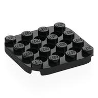 Lego Plate 4 x 4 with Rounded Corners, Pin Holes between Studs / Black