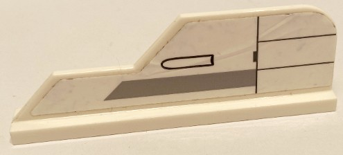 Lego Tail 8 x 1 with Stepped Fin with Light Bluish Gray Thick Stripe and Black Lines and Missile Launcher Pattern (Sticker) - Set 75175