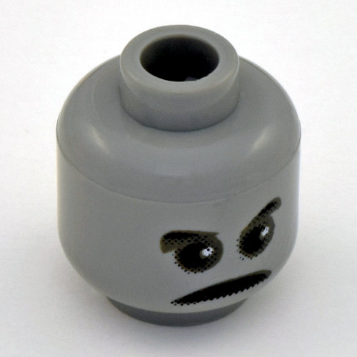 Lego Minifig Head Peeves / Knight, Ghostly Gray Face, Eyebrows, Pupils Print [Blocked Open Stud] / Light Gray