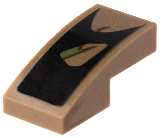 Lego Slope, Curved 2 x 1 x 2/3 with Olive Green Vine and Black Splotch Pattern (Sticker) - Set 76249