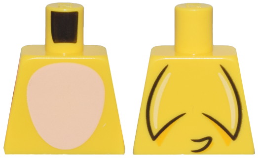 Lego Torso Light Nougat Oval Stomach with Bright Light Yellow Curved Lines and Black Spines and Tail on Back Pattern / Yellow