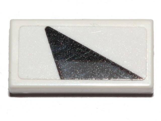 Lego Tile 1 x 2 with Black and Dark Bluish Gray Triangle Pattern Model Right Side (Sticker) - Set 75276