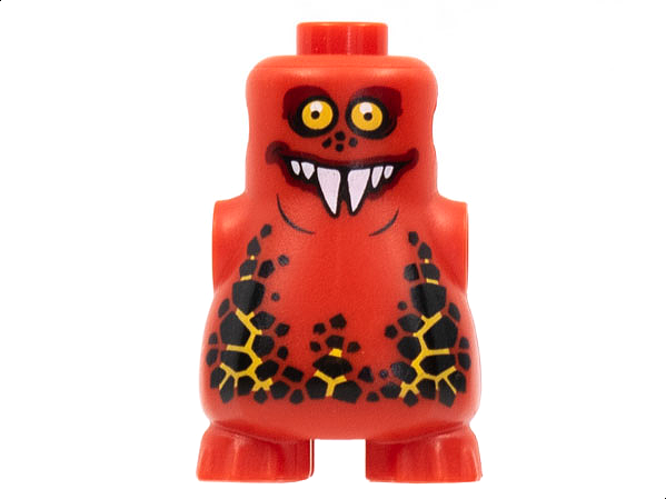 Lego Body, Nexo Knights Scurrier with Bright Light Orange Eyes and Closed Mouth Smile with 6 Sharp White Teeth Pattern / Red