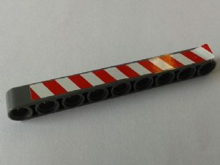 Lego Technic, Liftarm Thick 1 x 9 with Red and White Danger Stripes Model Right Side Pattern (Sticker) - Set 8289