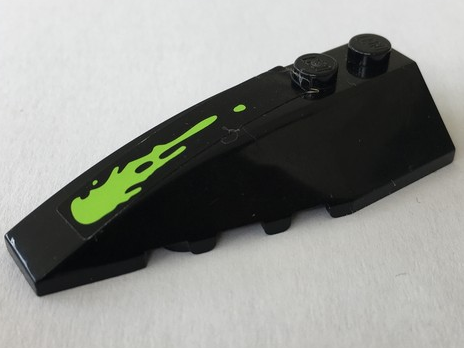 Lego Wedge 6 x 2 Left with Lime Slime on Black Background Pattern (Sticker) - Set 70133
