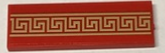 Lego Tile 2 x 6 with Gold Geometric Swirls and Lines Pattern (Sticker) - Set 60380 / Red