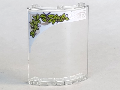 Lego Cylinder Quarter 4 x 4 x 6 with Leaves and Scissors Pattern (Sticker) - Set 41391 / Trans-Clear