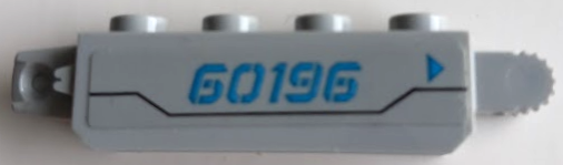 Lego Hinge Brick 1 x 4 Locking with Dark Azure '60196', Triangle and Black Line Pattern Model Left Side (Sticker) - Set 60196