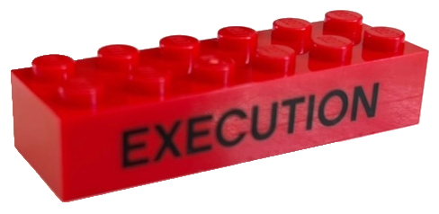Lego Brick 2 x 6 with Black 'EXECUTION' Pattern (2019 Boost! Summit) / Red