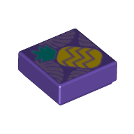 Lego Tile 1 x 1 with Pineapple Print / Dark Purple