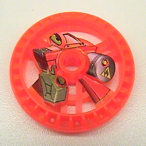Lego Technic Disc 5 x 5 Notched, Fuel Print / Trans-Neon Orange