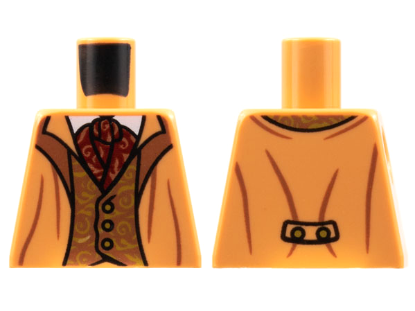 Lego Torso Suit Jacket, Copper Lapels and Vest with Lime Filigree, Dark Red Ascot Pattern / Nougat