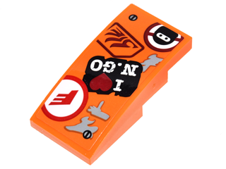 Lego Slope, Curved 4 x 2 with 'I heart N.GO', Ninja and other Stickers Pattern (Sticker) - Set 70592
