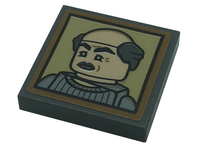 Lego Tile 2 x 2 with Jerry Seinfeld's Uncle Leo Minifigure on Tan Background Pattern (Sticker) - Set 21328