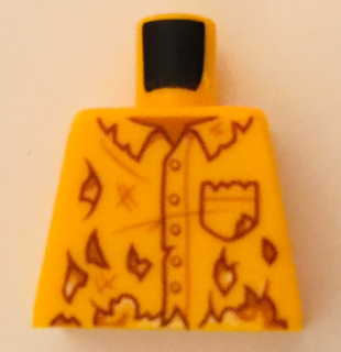 Lego Torso Torn and Ripped Shirt, Collar and Pocket Pattern / Bright Light Orange
