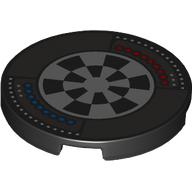 Lego Tile Round 3 x 3 with Silver Dejarik Table, Red/Blue Buttons Print / Black