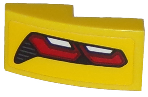 Lego Slope, Curved 2 x 1 x 2/3 with Corvette Taillight Pattern Model Left Side (Sticker) - Set 75870 / Yellow