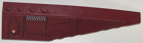 Lego Wedge 12 x 3 Right with SW Jedi Scout Fighter Hull Plates Pattern (Sticker) - Set 75051