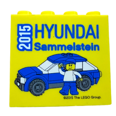 Lego Brick 2 x 4 x 3 with 'HYUNDAI Sammelstein 2015' Print / Yellow