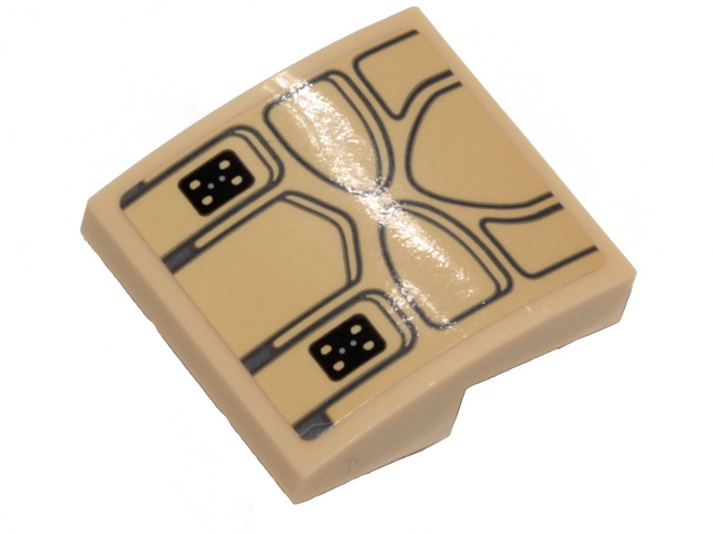 Lego Slope, Curved 2 x 2 x 2/3 with SW Millennium Falcon Seat Cushion Pattern (Sticker) - Set 75257 / Tan