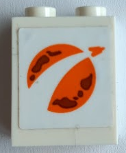 Lego Brick 1 x 2 x 2 with Inside Stud Holder with Orange City Mars Exploration Logo Pattern (Sticker) - Set 60227 / White