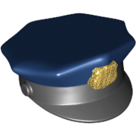 Lego Hat, Police with Molded Badge, Gold, Dark Blue Top Print / Black