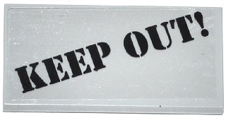 Lego Tile 2 x 4 with Black 'KEEP OUT!' Pattern (Sticker) - Set 60046