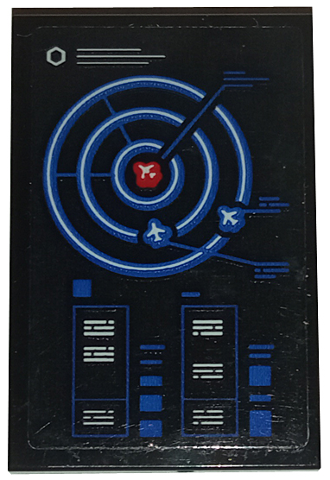 Lego Tile 2 x 3 with Air Traffic Control Screen with Lines, Writing and Airplanes on Radar Pattern (Sticker) - Set 60210