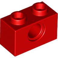 Lego Technic Brick 1 x 2 [1 Pin Hole] / Red