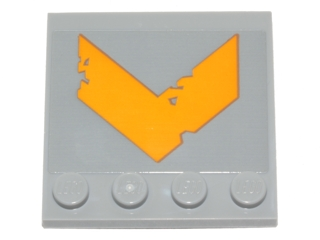 Lego Tile, Modified 4 x 4 with Studs on Edge with Yellow Worn Chevron Pattern (Sticker) - Set 75171 / Light Bluish Gray