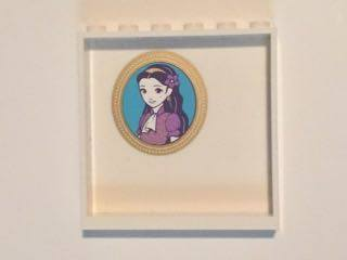 Lego Panel 1 x 6 x 5 with Oval Gold Framed Portrait with Girl Pattern on Inside  (Sticker) - Set 41101