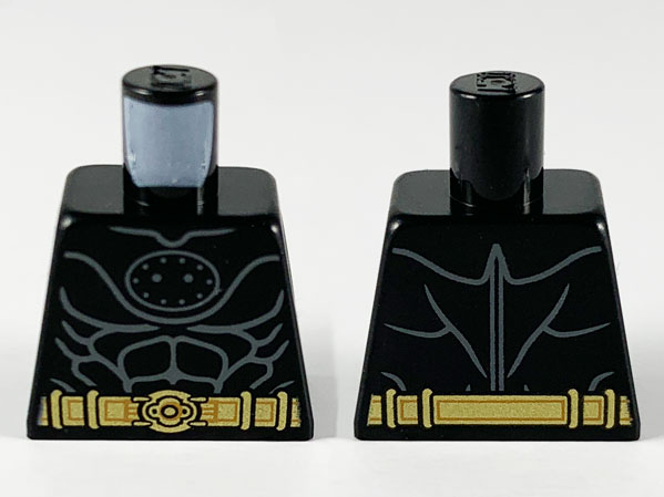 Lego Torso Armor, Dark Bluish Gray Muscle Contours and Gold Utility Belt Pattern / Black