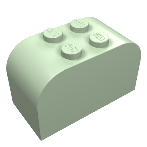 Lego Brick Curved 2 x 4 x 2 Double [Plain] / Light Green