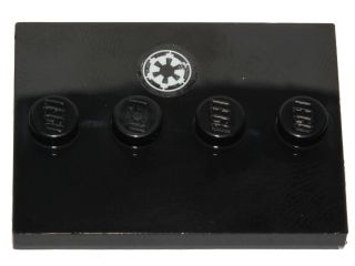 Lego Tile, Modified 3 x 4 with 4 Studs in Center with SW Imperial Logo Pattern (Sticker) - Set 75170