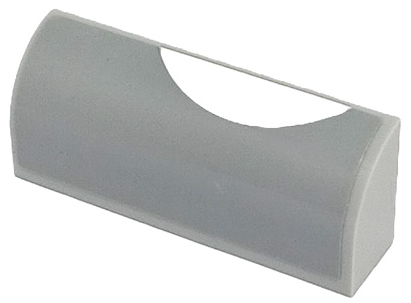 Lego Slope, Curved 1 x 4 x 1 1/3 with White Circle Segment Pattern Model Right Side (Sticker) - Set 76906 / Light Bluish Gray
