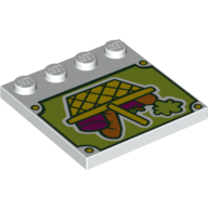 Lego Plate Special 4 x 4, Studs on One Edge with Shopping Basket Print