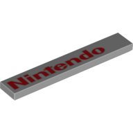 Lego Tile 1 x 6 with 'Nintendo' Print / Light Bluish Gray