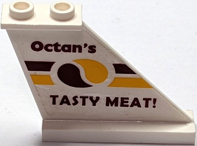 Lego Tail 4 x 1 x 3 with 'Octan's TASTY MEAT!' Pattern on Right Side (Sticker) - Set 70812