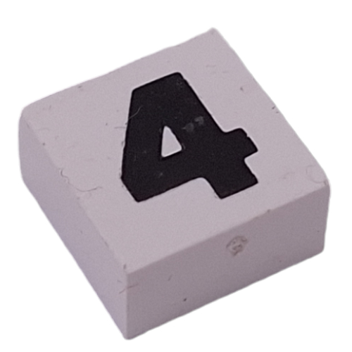 Lego Modulex Tile 2 x 2 with Black '4' Print, Internal Supports