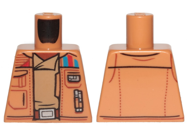 Lego Torso SW Jacket with Pockets and Gadgets, Dark Tan Undershirt Pattern / Medium Nougat