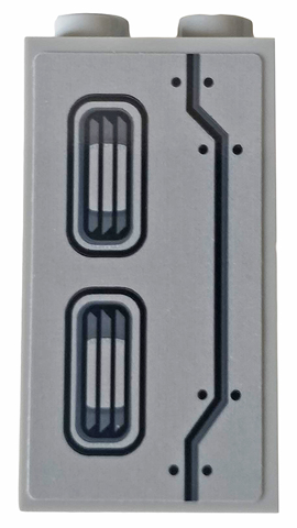 Lego Panel 1 x 2 x 3 with Side Supports - Hollow Studs with Vents and Six Rivets Pattern Model Right Side (Sticker) - Set 76143