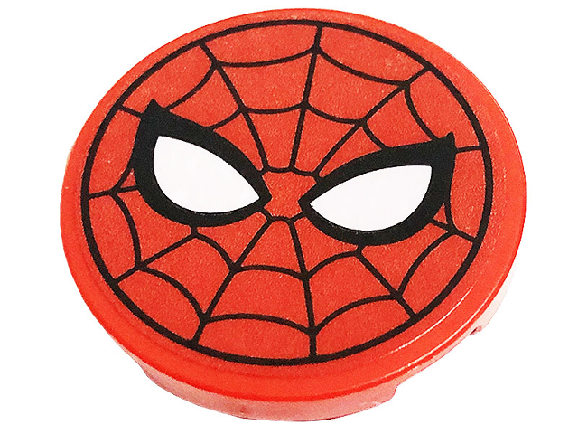 Lego Tile, Round 3 x 3 with Spider-Man Mask Pattern (Sticker) - Set 76175