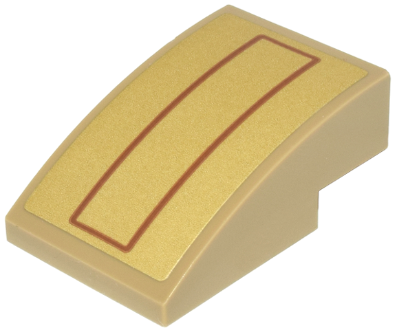Lego Slope, Curved 3 x 2 with Dark Orange Rectangle on Gold Background Pattern (Sticker) - Set 76210