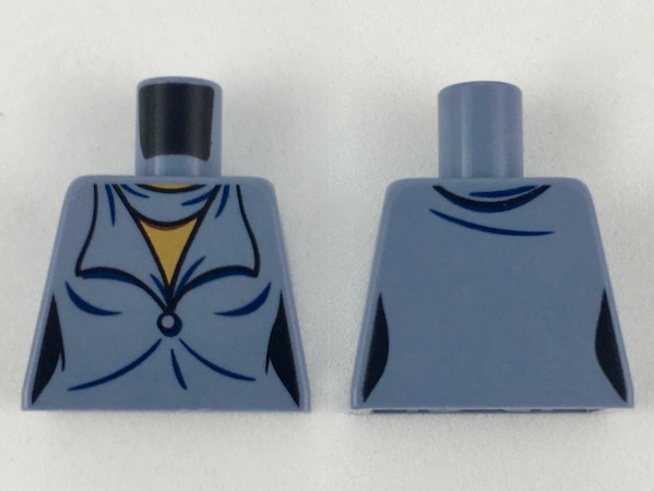 Lego Torso Female Scarf and Dress Top with Large Lapels, Medium Nougat Neck Pattern / Sand Blue