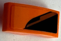 Lego Slope, Curved 2 x 1 x 2/3 with Black Triangle and Dark Orange Stripe Pattern Model Left Side (Sticker) - Set 75880