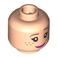 Lego Minifig Head Lucy, Dark Orange Eyebrows, Freckles, Bright Pink Lips, Smile/Medium Azure Sunglasses / Light Nougat