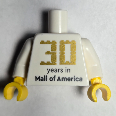 Lego Torso, '30 years in Mall of America' Print, White Arms, Yellow Hands